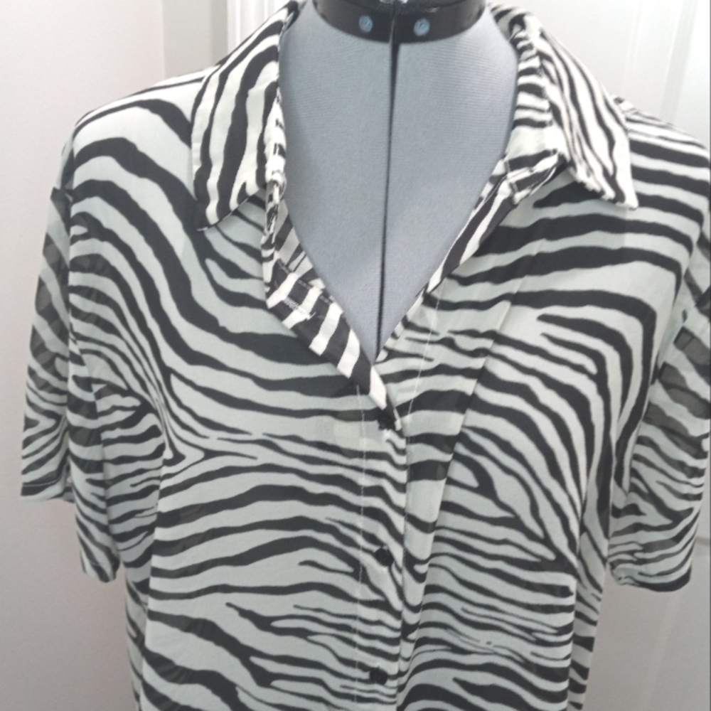 Princess Polly  Zebra Sheer Button Down Blouse Size 10